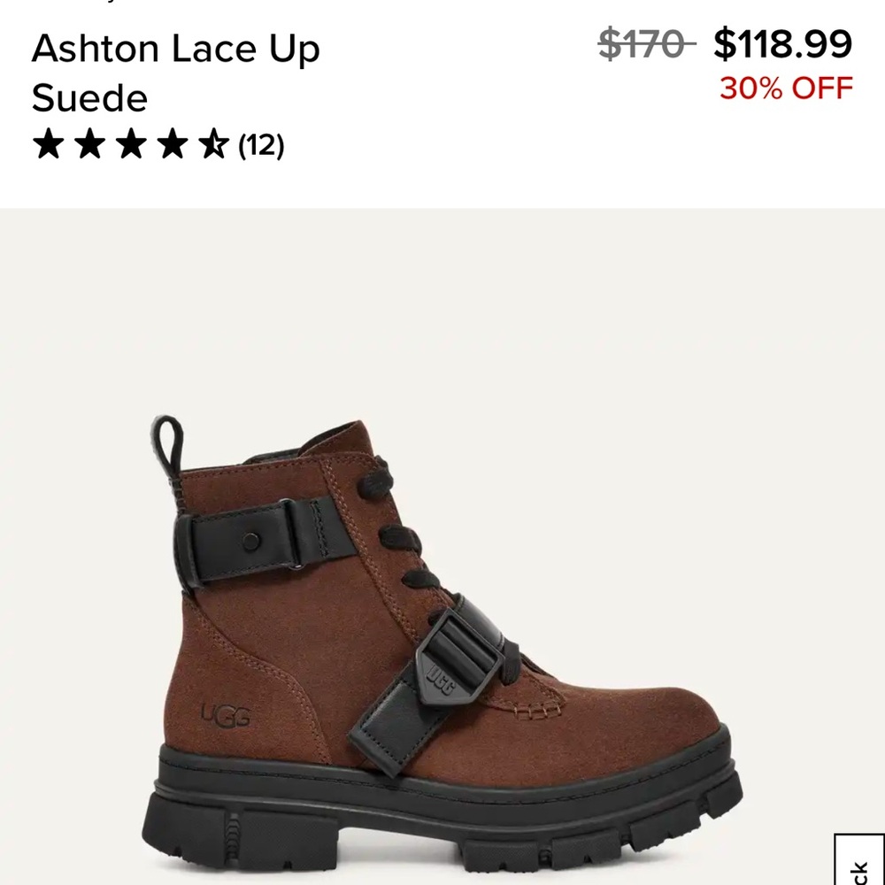 UGG Ashton Lace Up Suede Brown Boots size 9